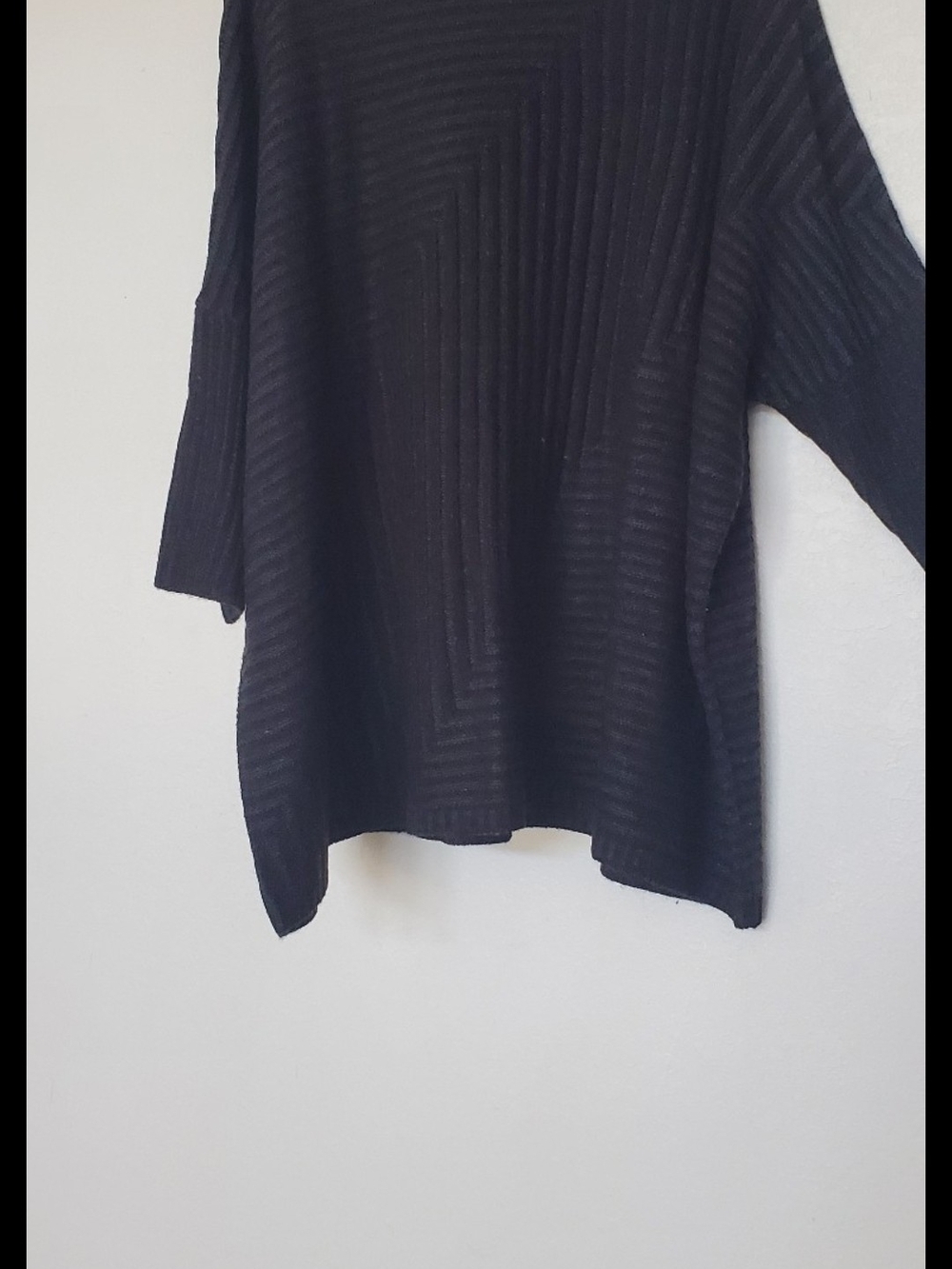 AB Studio Black Ribbed Oversized Crewneck Sweater